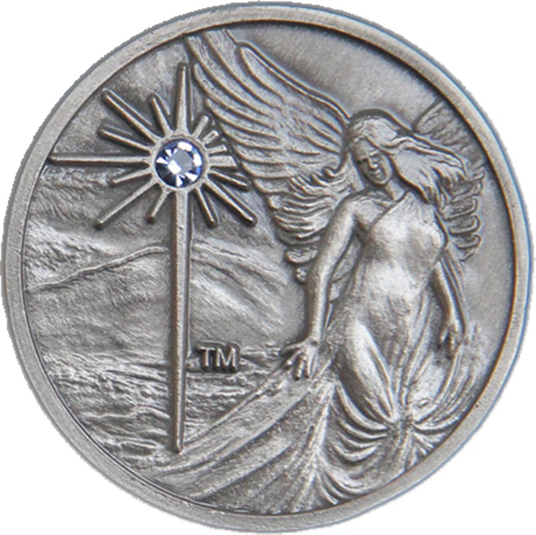 Nickel Plated Guardian Angel Medallion
