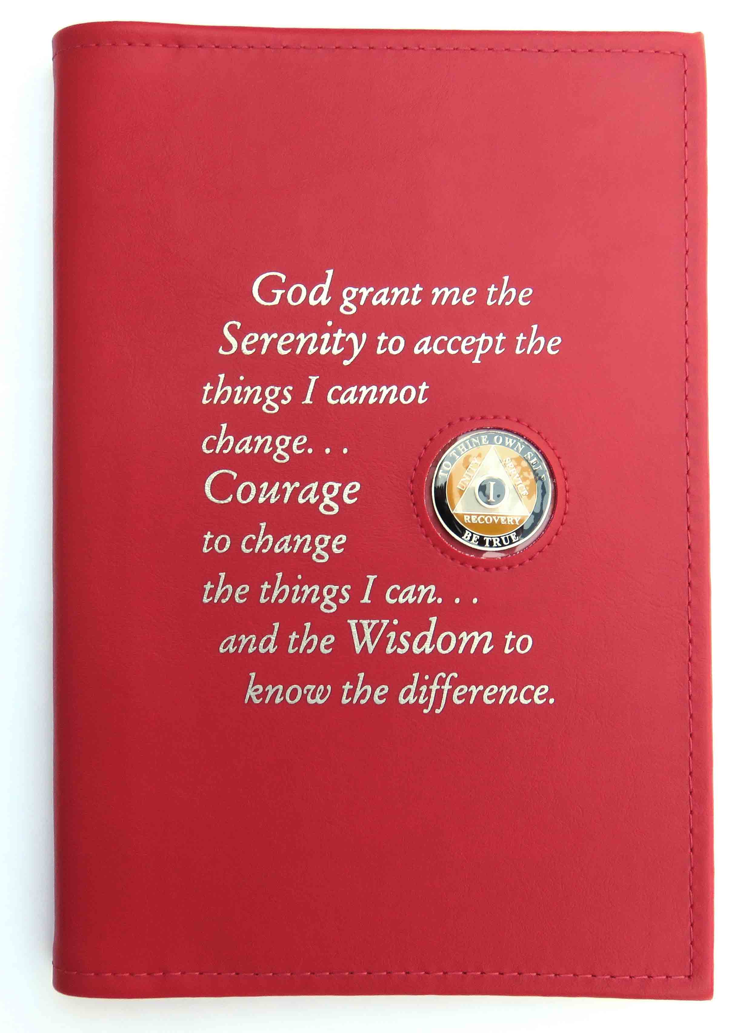Large Print 12x12 Serenity Prayer Book Cover RED