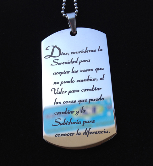 serenity prayer dog tag necklace