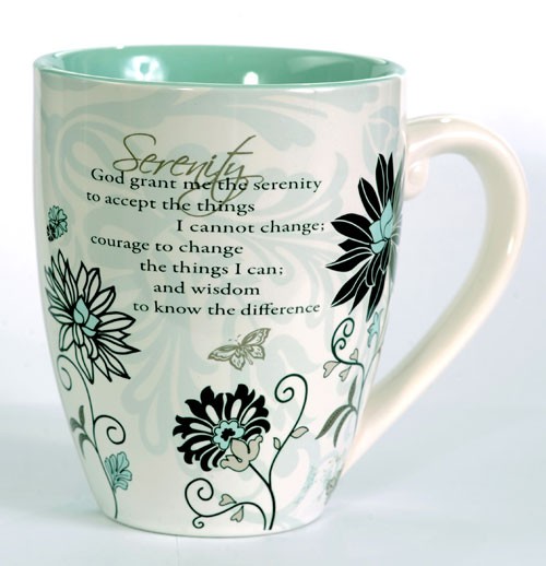 Butterfly Tiffany Blue and Brown Serenity Prayer Mug