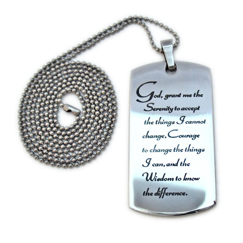 serenity prayer dog tag necklace