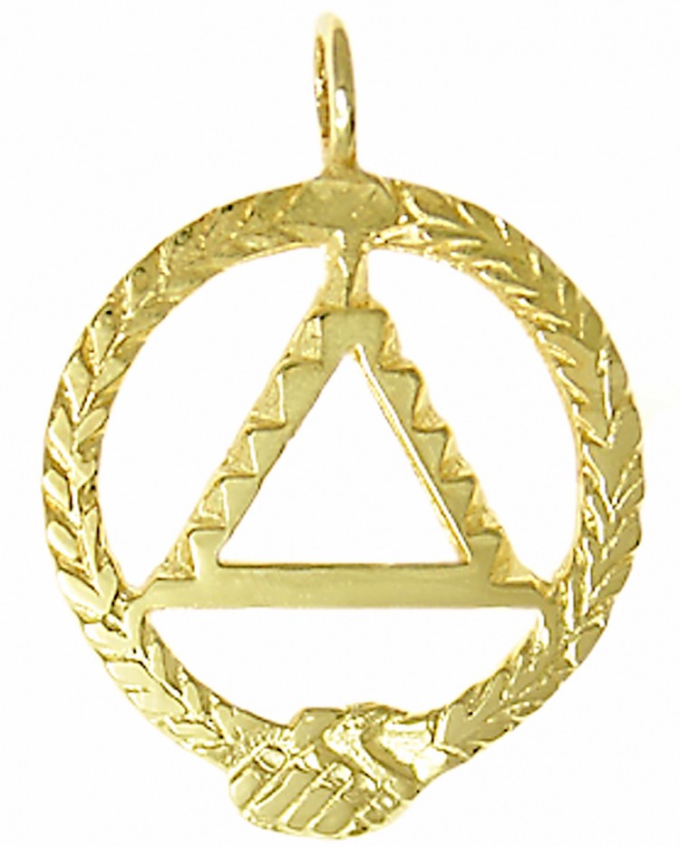 14k Gold AA Circle of the Fellowship with Steps on Triangle Pendant