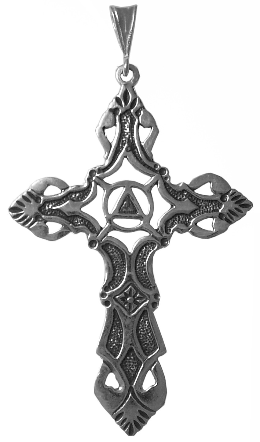 Sterling Silver AA Symbol Cross Pendant | My 12 Step Store