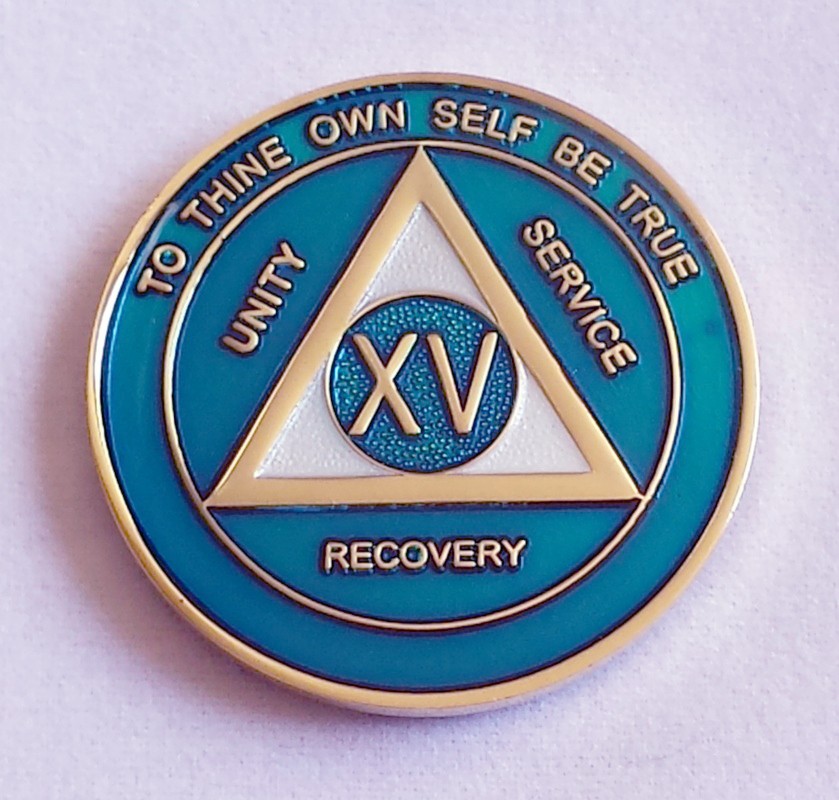 Teal Blue Recovery Medallion | Sobriety Medallions for AA