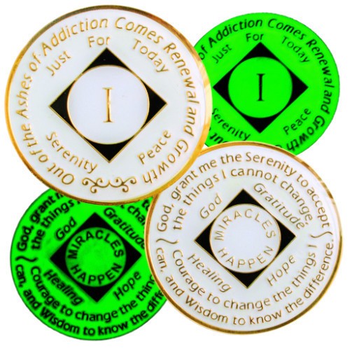 Glow in the Dark Narcotics Anonymous (NA) Medallions