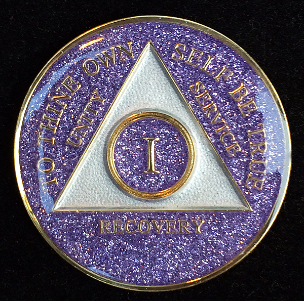 Lavender Sparkle Recovery Medallion | AA Sobriety Medallions