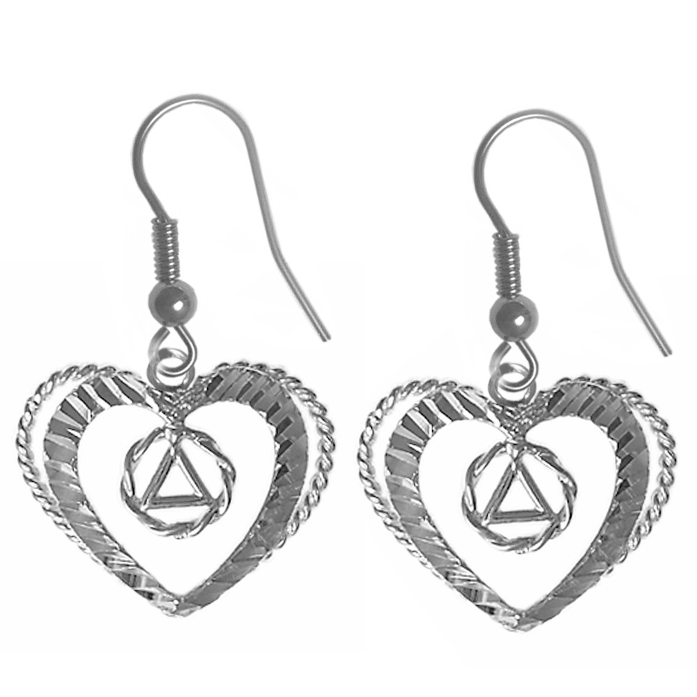 Sterling Silver AA Twisted Symbol Heart Earrings