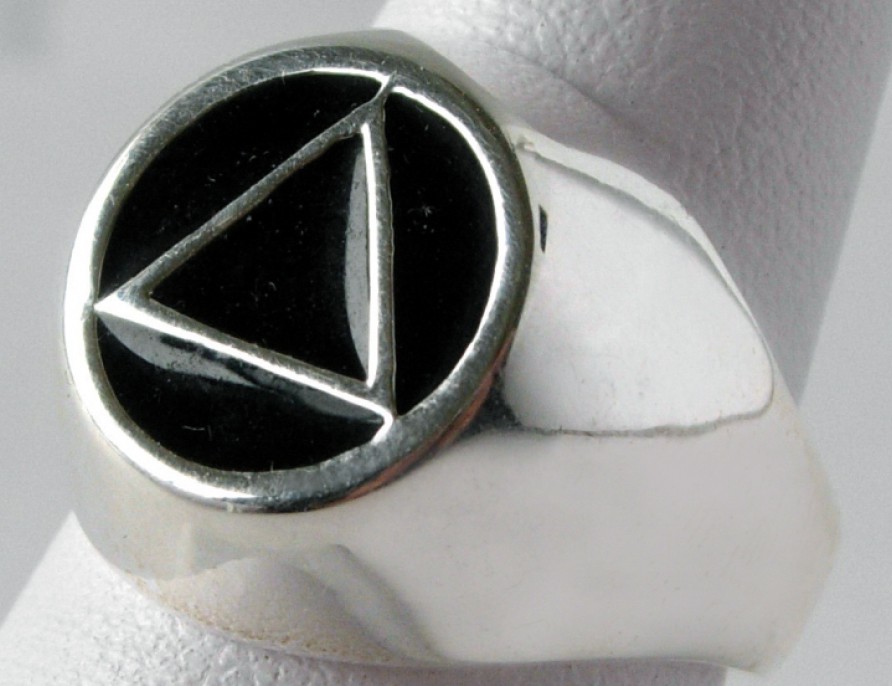 Sterling Silver AA Black Enamel Inlay Men's Ring