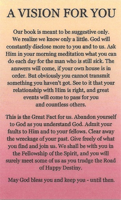 a vision for you wallet card my 12 step store