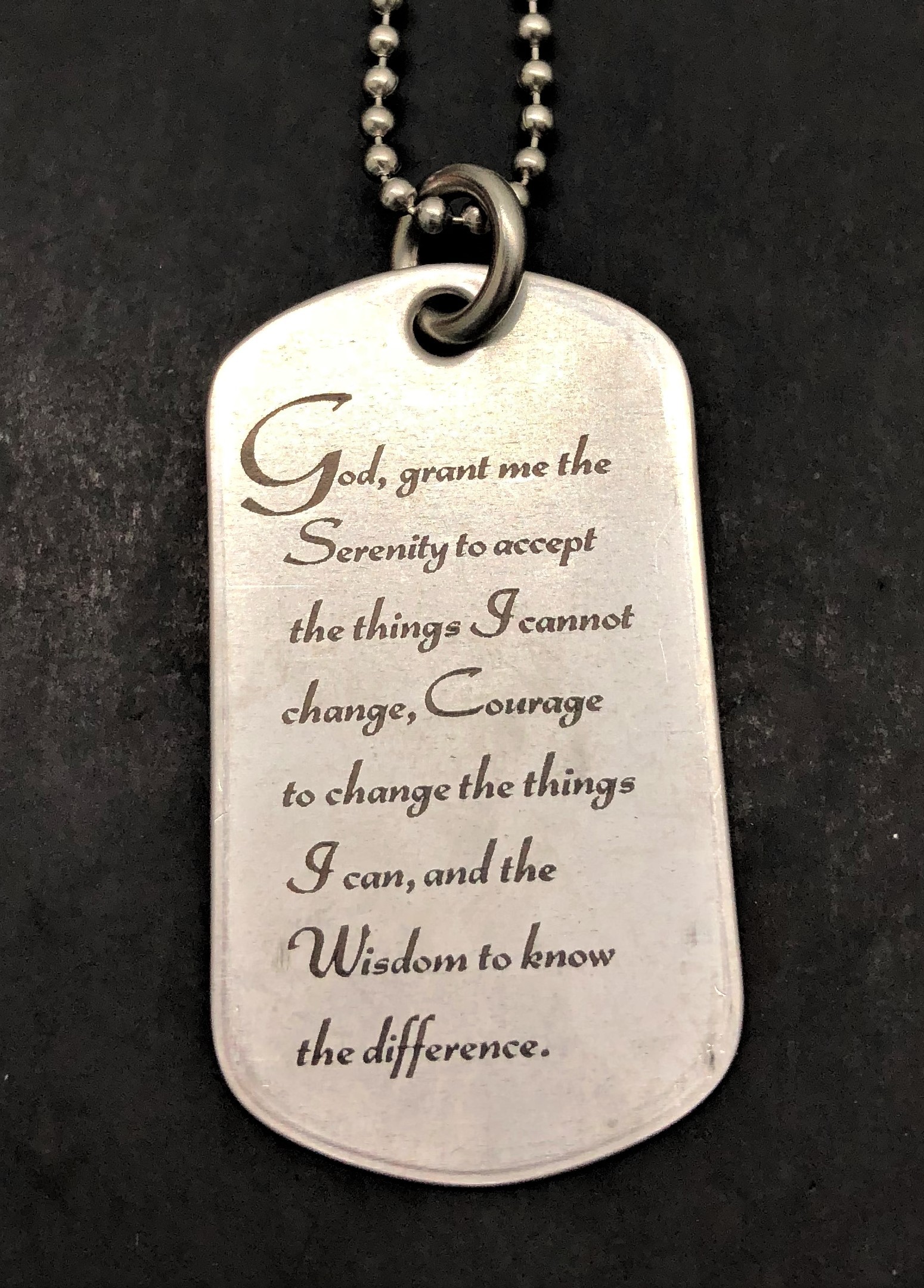 serenity prayer dog tag necklace