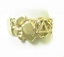 14k Gold, AA Symbol Small Nugget Style Ring