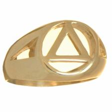 14k Gold, Mens Ring with AA Symbol in a Wide Style Band