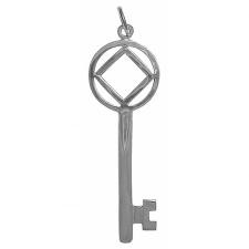 Sterling Silver, NA Symbol inside Antique Style Key
