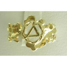 14k Gold, AA Symbol Ring with a Leaf Style Design