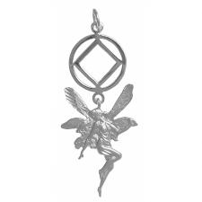  Sterling Silver Pendant, NA Recovery Symbol with a Magical Fairy