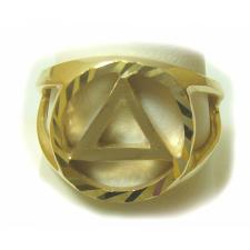 14k Gold, Mens Ring with AA Symbol in a Diamond Cut Circle, Open on Both Sides