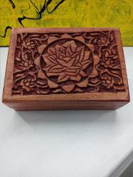 Carved Lotus Shisham Box