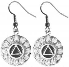 Clear CZ Enamel AA Earrings (Black)