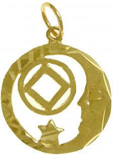 Gold Crescent Moon NA Pendant