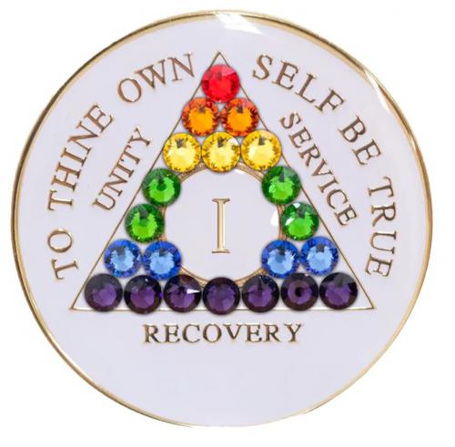AA Glow In Dark Medallion w Transition Rainbow Crystals