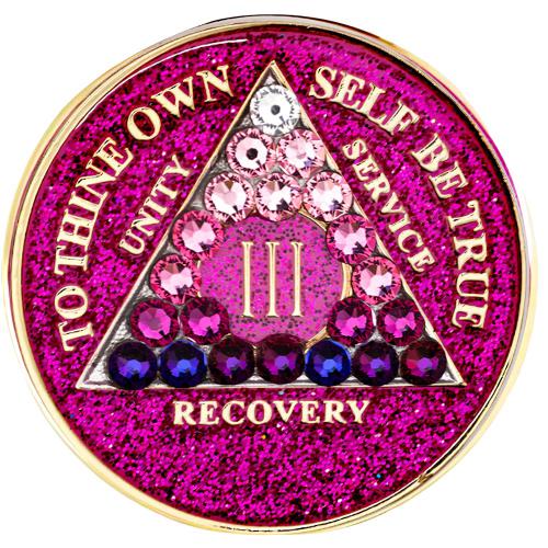 AA Glitter Pink w Pink Transition Crystals