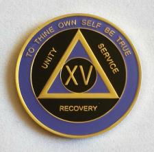 AA Gold Black and Purple Recovery Medallion