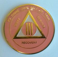 AA Gold Pink and Pearl Recovery Medallion