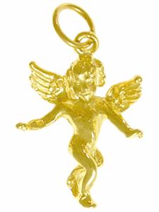 14k Gold Guardian Angel Pendant | 14k Gold Angel Charm