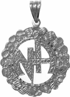 #1076 Large Size,Sterling Silver NA Narcotics Anonymous Jewelry,Symbol Pendant