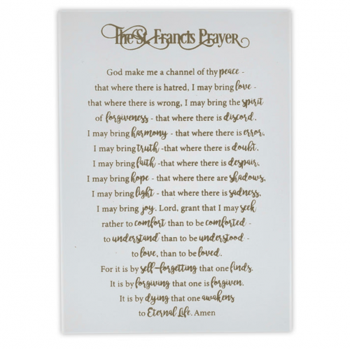 St Francis Prayer White Plaque