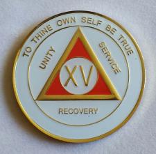 AA Gold White and Red Recovery Medallion