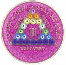 AA Glitter Pink Medallion w rainbow Triangle 