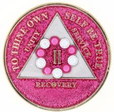 Swarovski Bling w Pk/Wh Crystal Circle on Glitter Pink Medallion