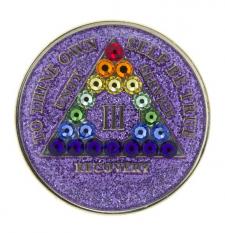 AA Glitter Lavender Medallion w rainbow Triangle Swarovski Bling