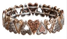 Multi Metal Layered Heart Bracelet 