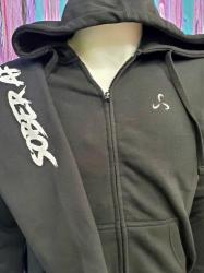 Sober AF Men's or Woman  Fleece Zip Up Hoodie 