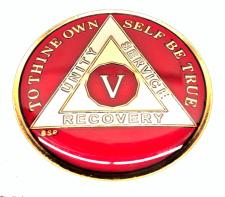 AA RED Tri-Plate Enamel Recovery Medallion 