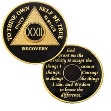 AA Recovery Medallion Black/Gold