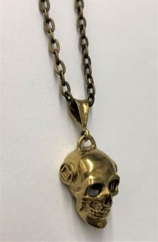 Brass, 3d Skull with NA Symbol in a Small Smooth Wire Circle  With 18