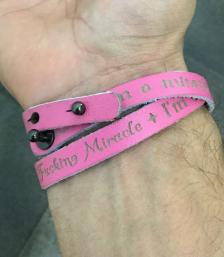 Adjustable I'm A Miracle, F***ing Miracle Leather Wrap PINK