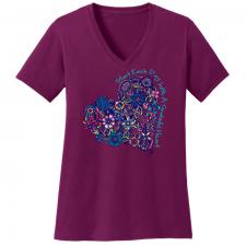 Grateful Heart Raspberry V-Neck Tee