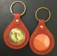 Red Leather Tear Drop Medallion Holder