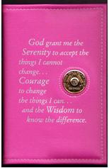 AA Double Book Cover Serenity Prayer - PINK