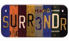 Surrender Wooden License Plate