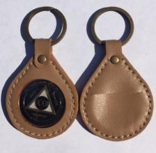 Tan Leather Tear Drop Medallion Holder