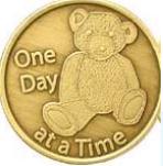 Teddy Bear - One Day At A Time Bronze Medallion