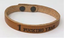 Leather tan 1 Fucking Year Bracelet