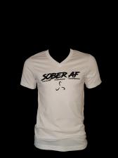 Mens Sober AF White V-Neck